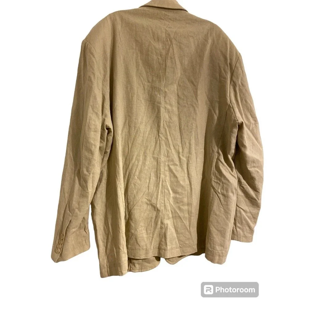 ANDREW FEZZA Men's 2XL Blazer‎ Beige Button Linen/Rayon New